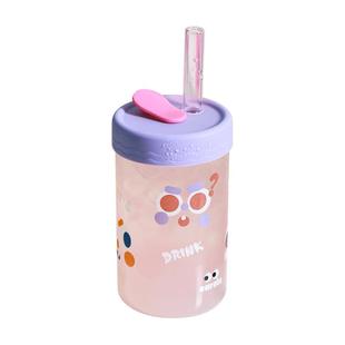 卡罗特玻璃杯吸管杯女生办公室水杯带盖牛奶咖啡杯大容量喝水杯子