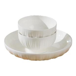 简约纯白陶瓷吃饭碗米饭碗家用2026新款小汤碗釉下彩餐具碗碟套装