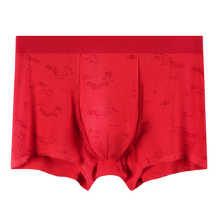 稻草人本命年内裤男士大红色平角裤龙年礼盒内裤袜子抑菌四角短裤