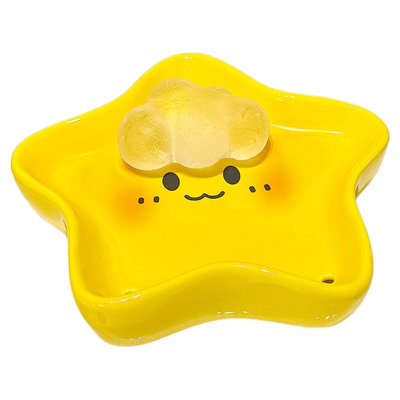 可爱星星陶瓷肥皂盒家用卫生间免打孔自动沥水香皂碟高颜值置物架