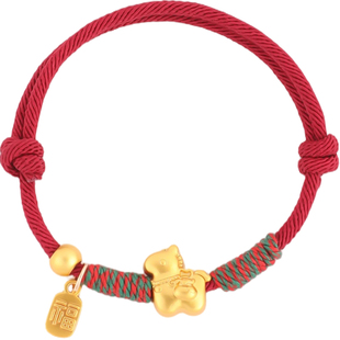 小马本命年手链生肖马系列红色手绳男女沙金吊坠饰品手工编织红绳