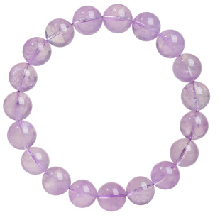 薰衣草紫玉手链冰种浅紫色紫水晶薰衣草紫色水晶单圈珠子手串男女