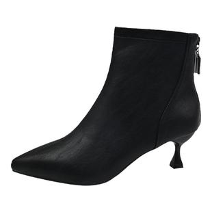 不累脚低跟加绒马丁靴显瘦及踝靴小跟短靴细跟单靴矮跟瘦瘦靴3cm