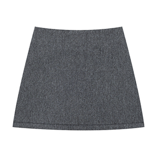 【清仓价】橘子树在哪儿复古灰色毛呢半身裙秋冬高腰包臀a字短裙