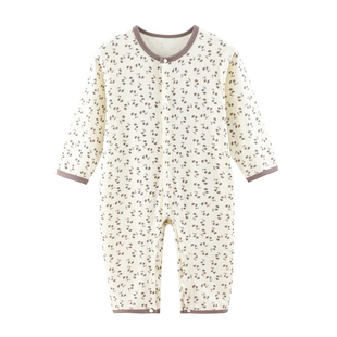 婴幼儿连体衣纯棉秋冬爬服加厚男女宝宝长袖保暖睡衣防踢哈衣家居