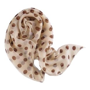 小方巾丝巾女2025新款系脖米色圆点波点真丝小纱巾100%桑蚕丝围巾