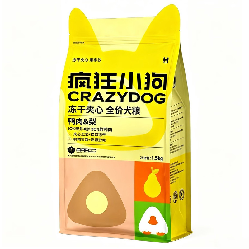 疯狂小狗鸭肉梨冻干夹心犬粮