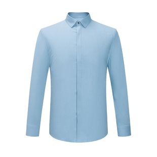 MENHARDUM/蔓哈顿春季新品轻薄柔软舒适长袖衬衫暗门襟衬衣男