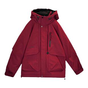 班尼路羽绒服女冬季新款鸭绒红色外套高级感小个子保暖派克服J