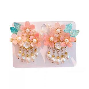 汉服头饰女儿童古风步摇流苏发卡女童古装头饰小女孩公主花朵发夹