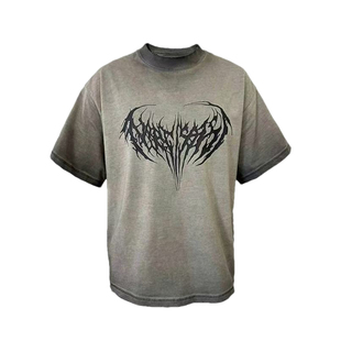 GRAILZ PROJECT G/R 高街潮牌暗黑风脏染水洗做旧男女宽松短袖T恤