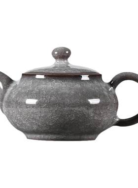 龙泉青瓷哥窑黑冰冰裂纹手工茶壶