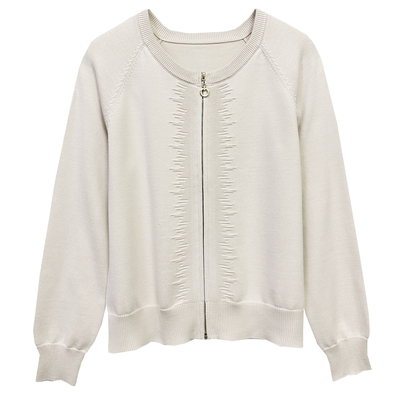 东润莲原创长绒棉针织拉链开衫