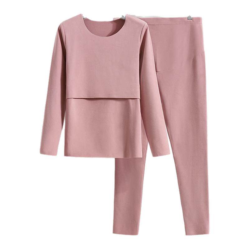 孕妇睡衣秋衣秋裤套装加绒保暖衣秋冬季产后哺乳喂奶月子服孕妇装