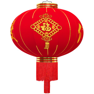 春节新年欢度佳节大红灯笼中国风福字植绒布大门阳台户外防水宫灯