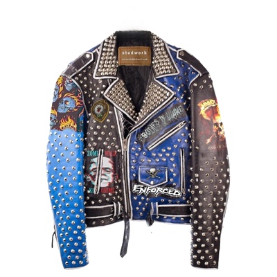 泰国代购手作蒸汽朋克骷髅皮衣