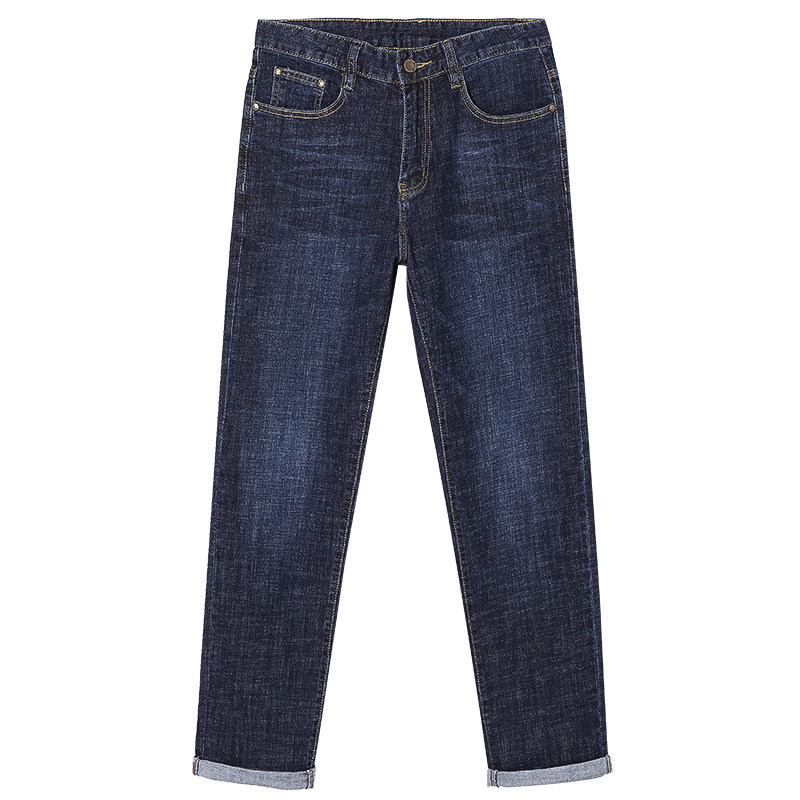 大大牛 亲肤舒适弹力直筒宽松牛仔裤男春秋款高端高腰深裆长裤子