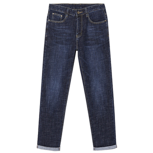 大大牛 亲肤舒适弹力直筒宽松牛仔裤男秋冬款高端高腰深裆长裤子