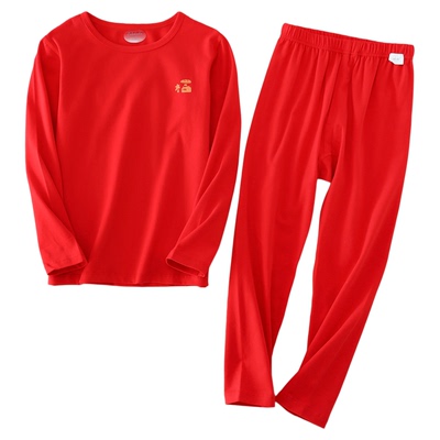 卡布丢丢儿童红色内衣套装秋衣裤