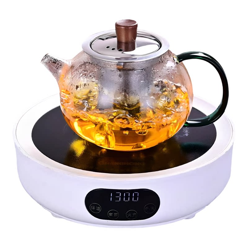 304钢漏耐热玻璃茶壶彩把西施壶