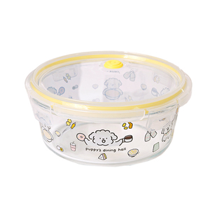 玻璃保鲜盒高硼硅圆形带盖水果分装便当盒微波炉加热上班族带饭盒