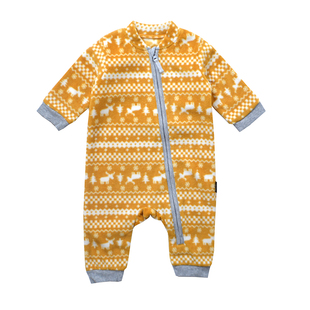 秋冬款婴幼儿保暖柔软摇粒绒连体衣男童女童爬服睡衣宝宝长袖哈衣