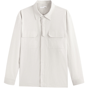 GXG男装 米白色宽松时尚翻领长袖衬衫外套男 24秋品G24X033029