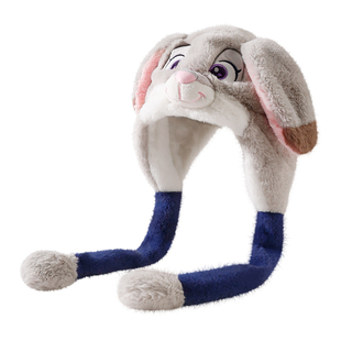 迪士尼火狐狸尼克帽子女耳朵会动毛绒帽显脸小秋冬保暖护耳套头帽