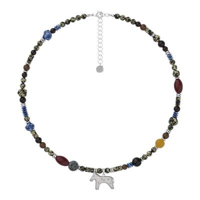 【李沛恩同款】GOOGMO斑点石玉髓天然石项链小众设计感小马锁骨链