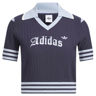 adidas阿迪达斯三叶草复古短袖POLO衫夏女修身针织运动衫 KT3047