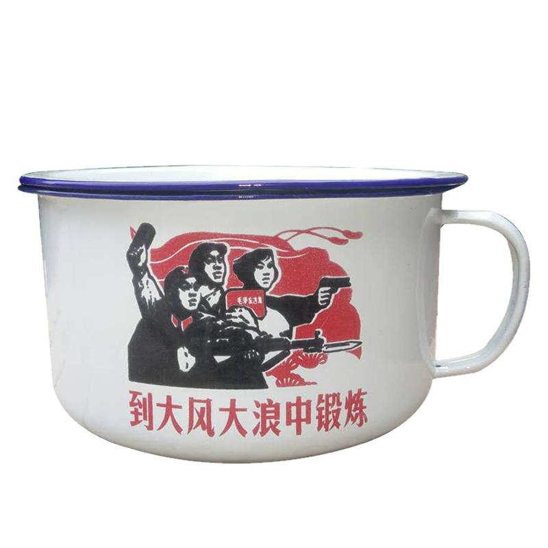搪瓷快餐杯怀旧老式铁缸子带盖食堂饭缸复古学生泡面碗大茶缸饭盒