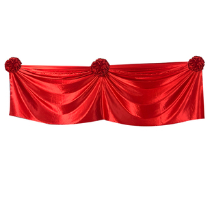 开业剪彩揭牌揭幕红布绸缎大红色花球波浪型幕布庆典活动仪式道具