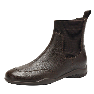 达芙妮棕色短靴瘦瘦靴加绒马丁靴