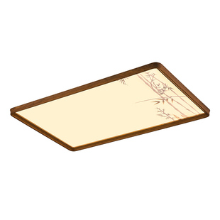 宋氏美学客厅主灯中古风胡桃木卧室吸顶灯长方形大灯广东中山灯具