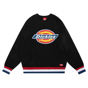 Dickies印花罗纹袖口圆领保暖卫衣女士秋新品棉上衣加绒情侣9587