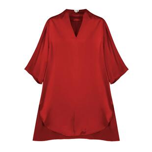 丝侬红色真丝睡裙女士性感高级宽松新娘睡衣裙桑蚕丝家居服礼物