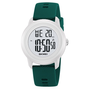 时刻美SKMEI学生简约百搭青少年PU硅胶防水运动计时闹铃电子手表