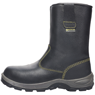 代尔塔劳保鞋钢包头防砸刺穿真皮高帮工作安全冬季保暖防寒加绒靴