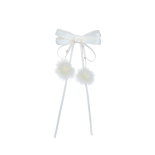 粉色毛球流苏蝴蝶结发夹甜美可爱女童夹子新年红色头饰马尾发卡