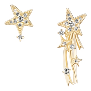 OOAK星夜系列拖曳流星星不对称耳环明星同款轻奢小精美个性