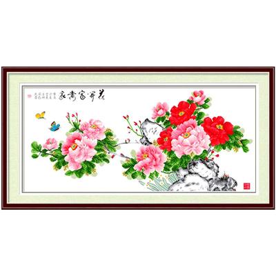 花卉手工线绣客厅十字绣花开富贵