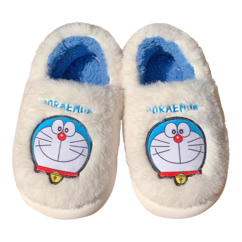 细细条 叮当猫毛绒棉鞋冬季男童女童防滑可爱保暖居家儿童棉拖鞋