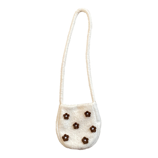 韩版小清新毛绒手机包花朵刺绣小巧可爱斜挎包日常通勤收纳单肩包