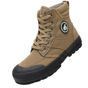 际华3537户外休闲高帮透气工装鞋男帆布鞋新款防滑耐磨厚底轮胎鞋