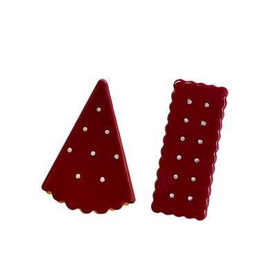 3gegu三个菇 树莓饼干发夹 手工镶钻发饰 小众醋酸边夹刘海夹