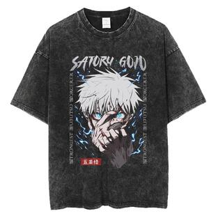 Anime Jujutsu Kaisen T Shirt Vintage Washed T-shirt Gojo