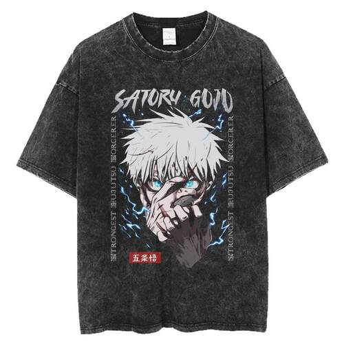 Anime Jujutsu Kaisen T Shirt Vintage Washed T-shirt Gojo