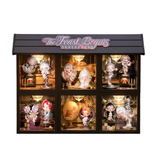 适用POPMART泡泡玛特SKULLPANDA餐桌系列盲盒手办场景收纳展示盒