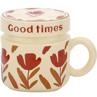 马克杯带盖陶瓷杯设计感小众好看的杯子女式高颜值咖啡杯情侣对杯