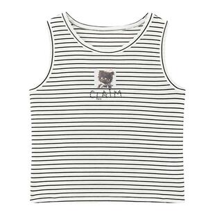 【商场同款】乐町条纹吊带背心夏季新款宽肩带猫咪背心C2CQF2743